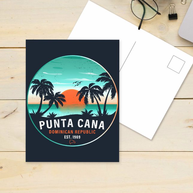 Punta Cana Dominican Retro Sunset Souvenir 80er Postkarte (Von Creator hochgeladen)