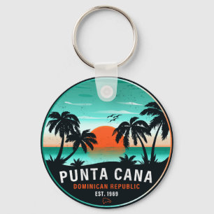 Punta Cana Dominican Retro Sunset Souvenir 80er Schlüsselanhänger
