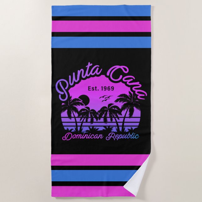 Punta Cana Dominican Retro Sunset Souvenir 80er Strandtuch (Vorderseite)