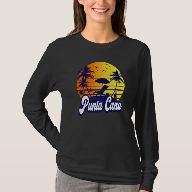 Punta Cana Dominican Sunset Beach Retro Premium T-Shirt (Vorderseite)