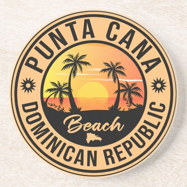 Punta Cana Dominican - Vintager Souvenir 80er Getränkeuntersetzer (Vorne)