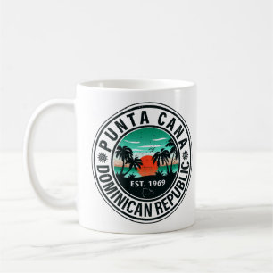 Punta Cana Dominikanische Palme Retro-Sonnenunterg Kaffeetasse