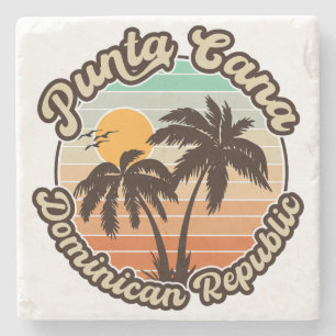 Punta Cana Dominikanische Palme Retro Sonnenunterg Steinuntersetzer
