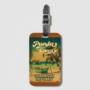 Punta Cana Dominikanische Palme Strand Vintage Gepäckanhänger