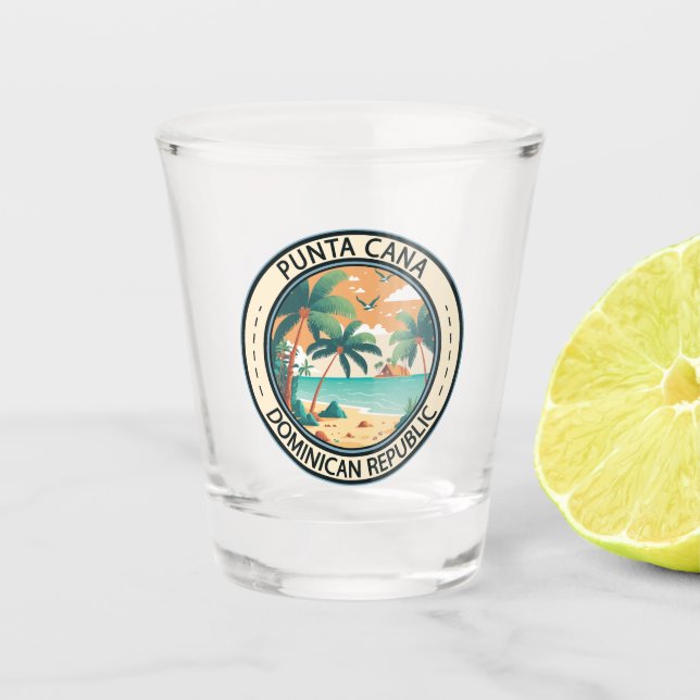 Punta Cana Dominikanische Republik Hut Abzeichen Schnapsglas (Vorderseite)