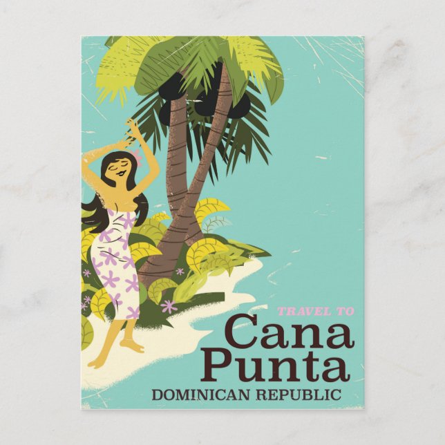 Punta Cana Dominikanische Republik Reiseplakat Postkarte (Vorderseite)