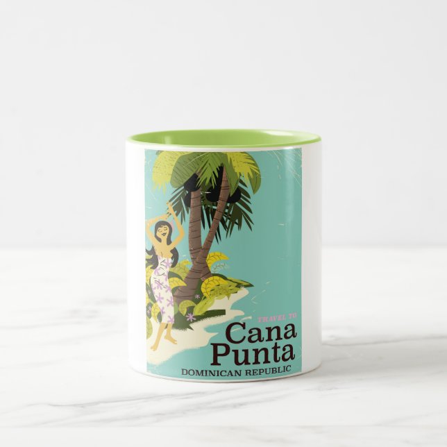 Punta Cana Dominikanische Republik Reiseplakat Zweifarbige Tasse (Mittel)