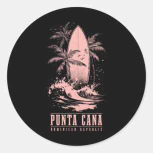 Punta Cana Dominikanische Republik Surfen Vintage- Runder Aufkleber