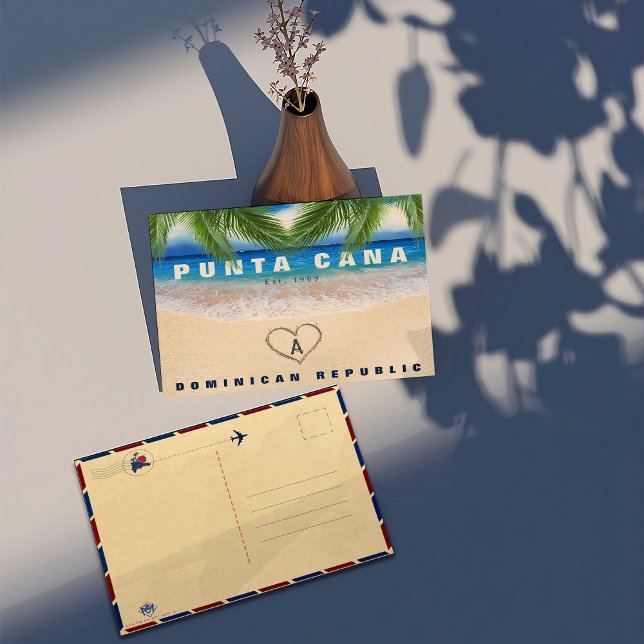 Punta Cana DR Beach Palm verlasse Souvenirs Postkarte (Von Creator hochgeladen)