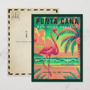 Punta Cana DR Retro Flamingos Souvenir 1950er Jahr Postkarte
