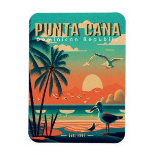 Punta Cana DR. Retro Flamingos Souvenir 1950er Magnet