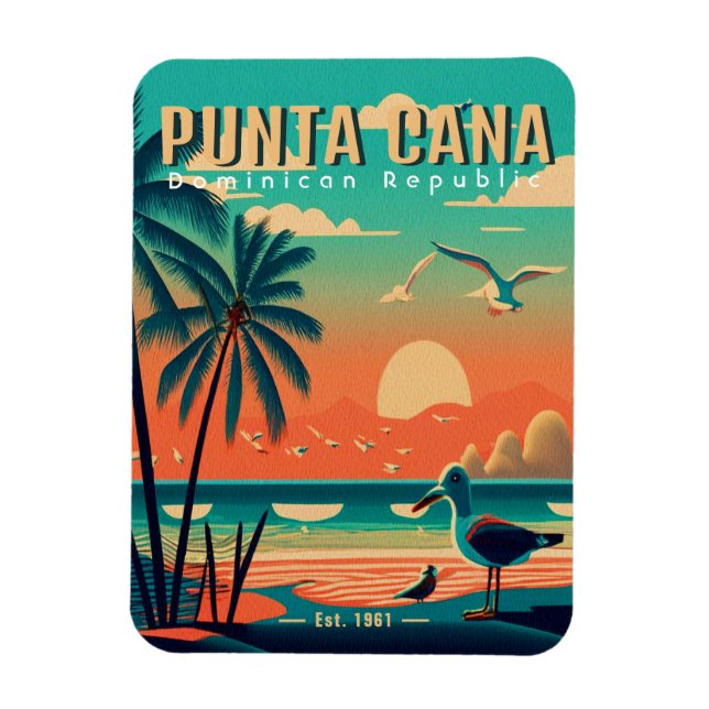 Punta Cana DR. Retro Flamingos Souvenir 1950er Magnet (Vertikal)