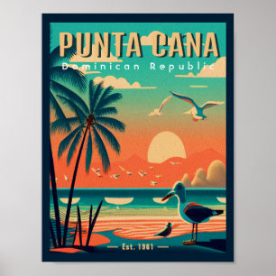 Punta Cana DR. Retro Flamingos Souvenir 1950er Poster