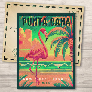 Punta Cana DR. Retro Flamingos Souvenir 1960er Postkarte