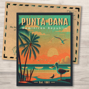 Punta Cana DR. Retro Seagull Souvenir 1950er Postkarte