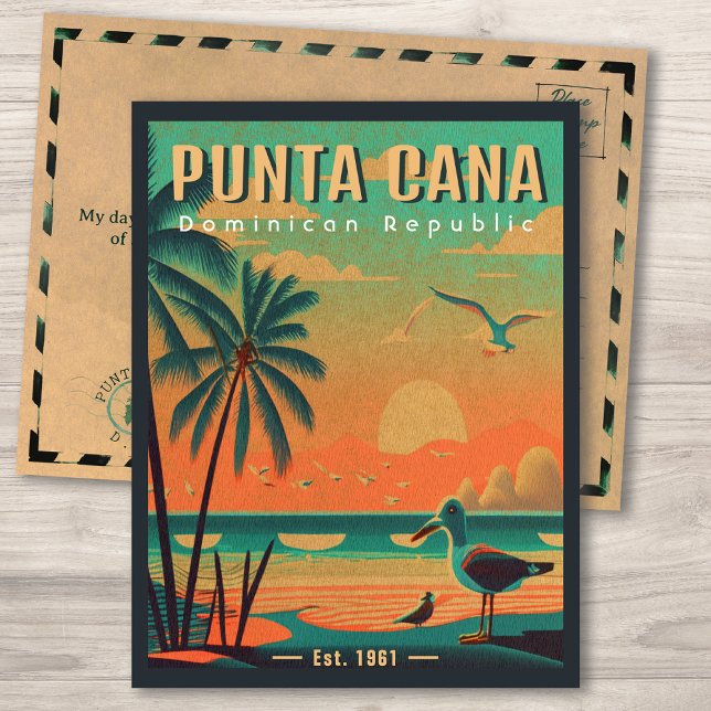Punta Cana DR. Retro Seagull Souvenir 1950er Postkarte (Von Creator hochgeladen)