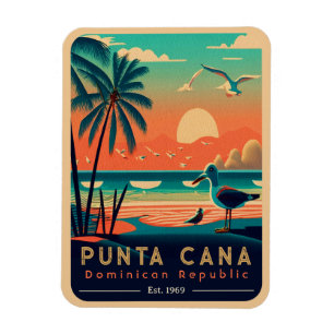 Punta Cana DR. Retro Sunset Souvenirs 1960er Magnet