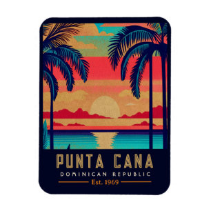 Punta Cana DR. Retro Sunset Souvenirs 1960er Magnet