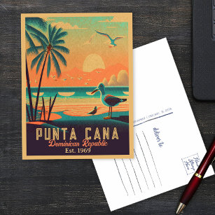 Punta Cana DR. Retro Sunset Souvenirs 1960er Postkarte