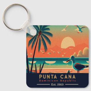 Punta Cana DR. Retro Sunset Souvenirs 1960er Schlüsselanhänger