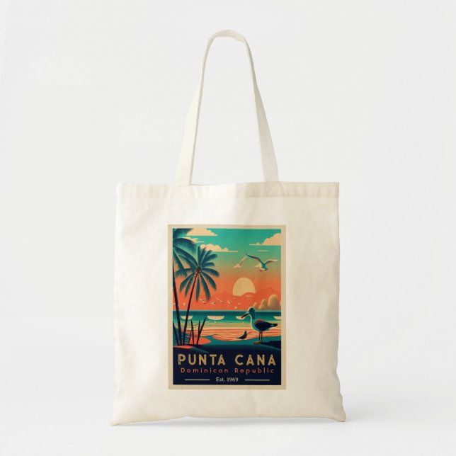 Punta Cana DR. Retro Sunset Souvenirs 1960er Tragetasche (Vorne)
