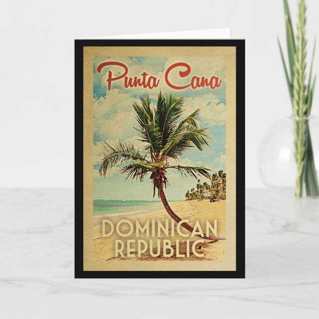 Punta Cana Grußkarte Dominikanische Republik Retro Karte (Vorderseite)