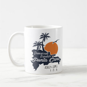 Punta Cana Navy Retro Sunset Custom Wedding Kaffeetasse