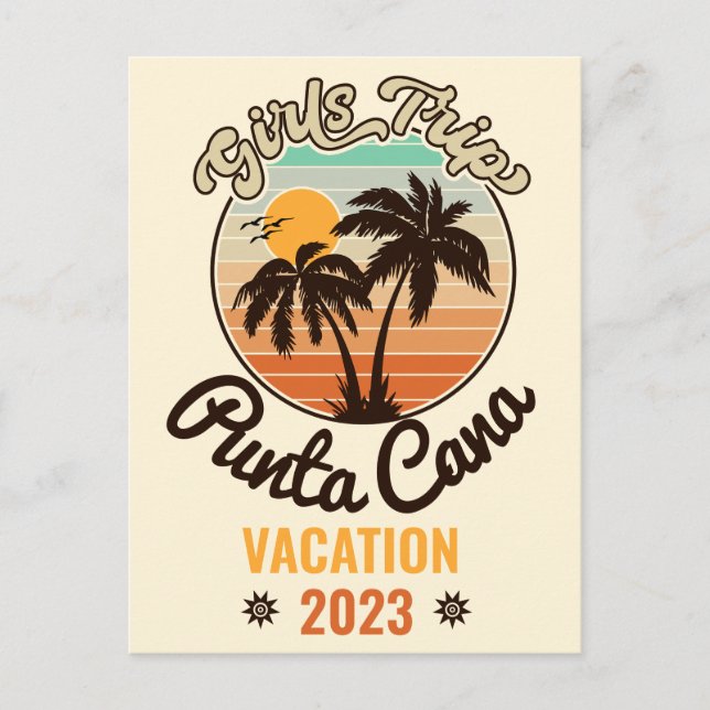 Punta Cana personalize Vacation 2023 Retro 60er Postkarte (Vorderseite)