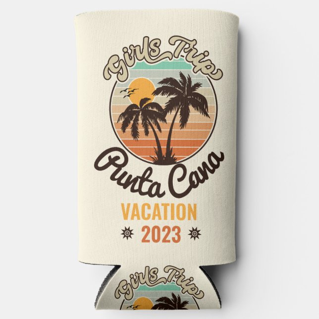 Punta Cana personalize Vacation 2023 Retro 60er Selters Dosenkühler (Vorderseite)