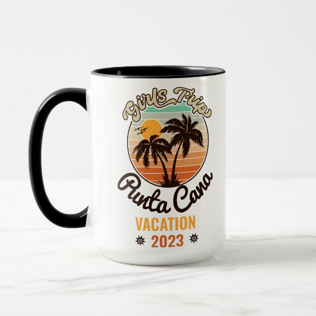 Punta Cana personalize Vacation 2023 Retro 60er Tasse (Links)