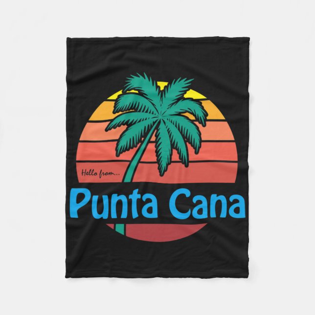 Punta Cana Retro Sommer Palme Strand Geschenk Männ Fleecedecke (Vorderseite)