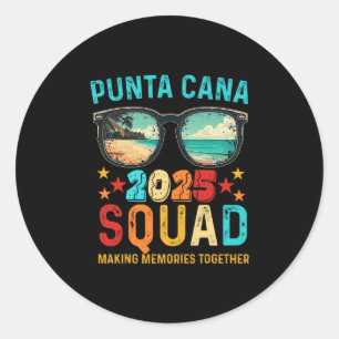 Punta Cana Squad 2025 Lustige Groovy Wiedersehen F Runder Aufkleber