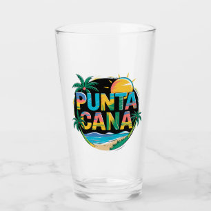 Punta Cana Sunset Colorful Travel Art Emblem Glas