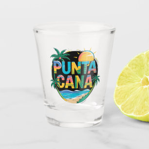 Punta Cana Sunset Colorful Travel Art Emblem Schnapsglas