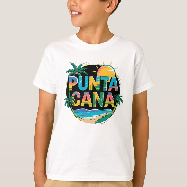 Punta Cana Sunset Colorful Travel Art Emblem T-Shirt (Vorderseite)