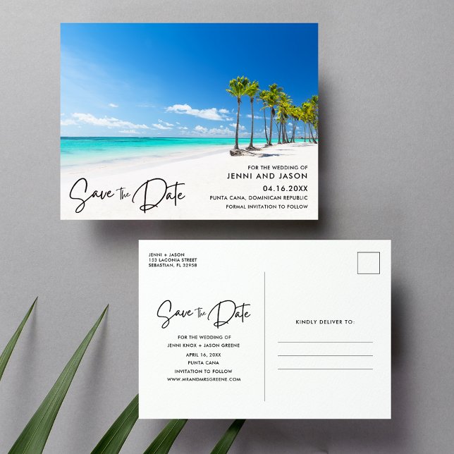 Punta Cana Tropical Beach Hochzeit Save the Date Ankündigungspostkarte (Von Creator hochgeladen)