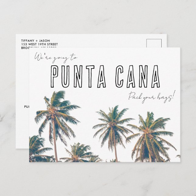 Punta Cana Tropical Beach Hochzeit Save the Date Postkarte (Vorne/Hinten)
