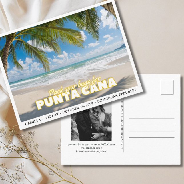 Punta Cana Wedding Save the Date Postcard Postkarte (Punta Cana Wedding Save the Date for Dominican Republic Destination Wedding Postcard)