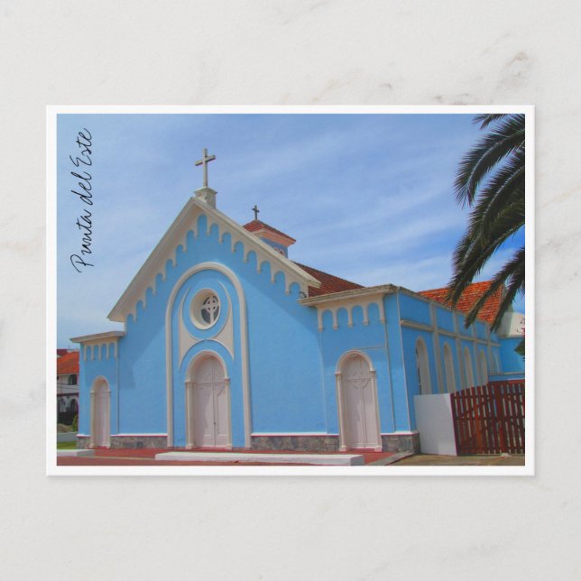 punta del este blaue Kirche Postkarte (Vorderseite)