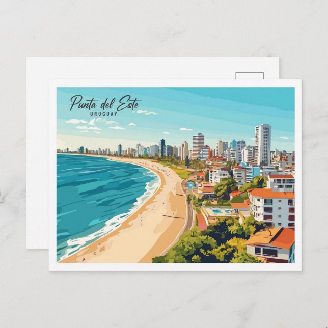 Punta del Este Uruguay Illustration Travel Postkarte (Vorne/Hinten)