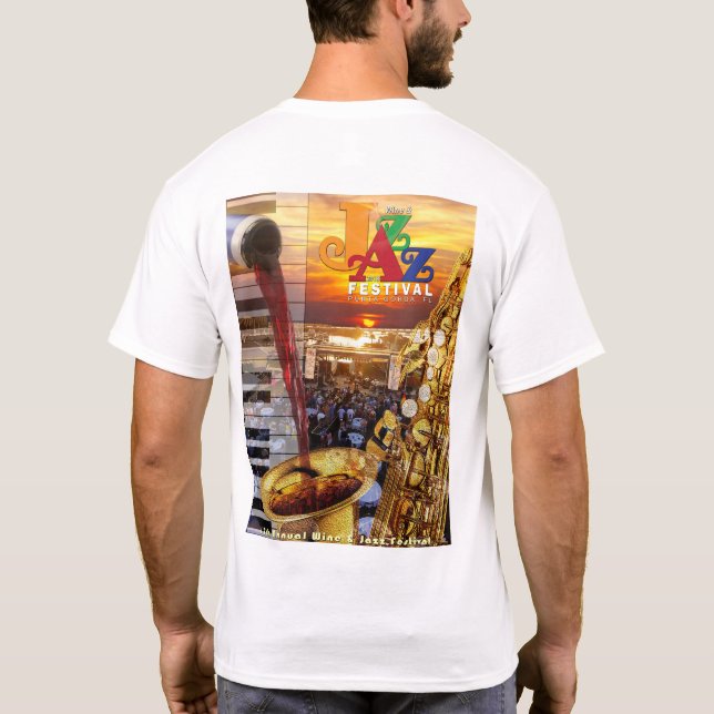 Punta Gorda 2018 Wein u. Jazz-Plakatentwurf T-Shirt (Rückseite)