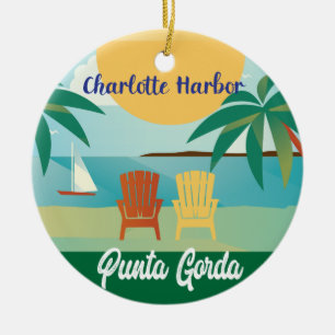 Punta Gorda, Charlotte Harbor Florida Illustration Keramik Ornament