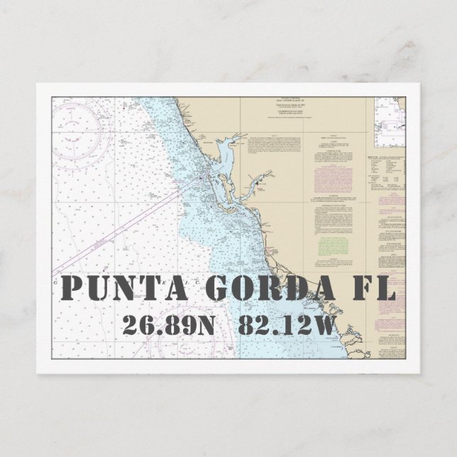 Punta Gorda FL — Breitengrad der Wasserkarte Postkarte (Vorderseite)
