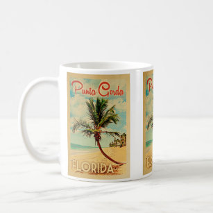 Punta Gorda Florida Palm Tree Beach Vintage Reisen Kaffeetasse