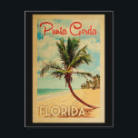 Punta Gorda Florida Palm Tree Beach Vintage Reisen Postkarte<br><div class="desc">Punta Gorda Florida Design im Vintage Travel Stil mit einer Palme am Strand mit Ozean und Himmel.</div>