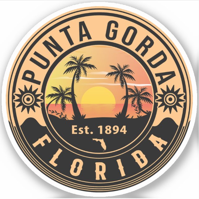 Punta Gorda Florida Retro Souvenirs Aufkleber (Vorderseite)