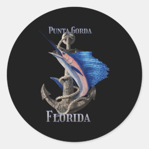 Punta Gorda Florida Schwertfisch Marlin Hochseeang Runder Aufkleber