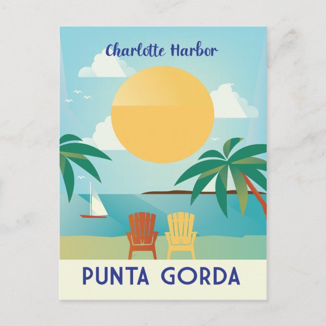 Punta Gorda, Florida, Vintager Stil Postkarte (Vorderseite)