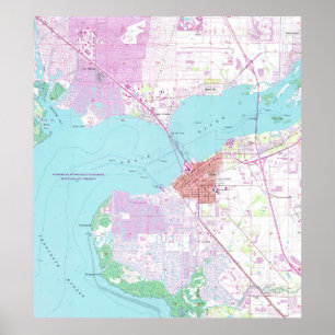 Punta Gorda u. Hafen Charlotte Florida Map (1957) Poster