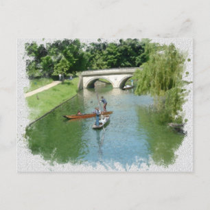 Punting Cambridge River Cambridge Camb England Was Postkarte